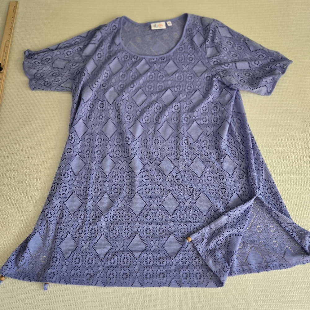 D & Co Denim Company Women's 1X Top lace Bathing Suit Cover Up CUTE